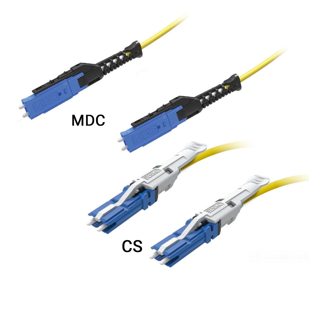 Fiber patch cables with MDC and CS connectors