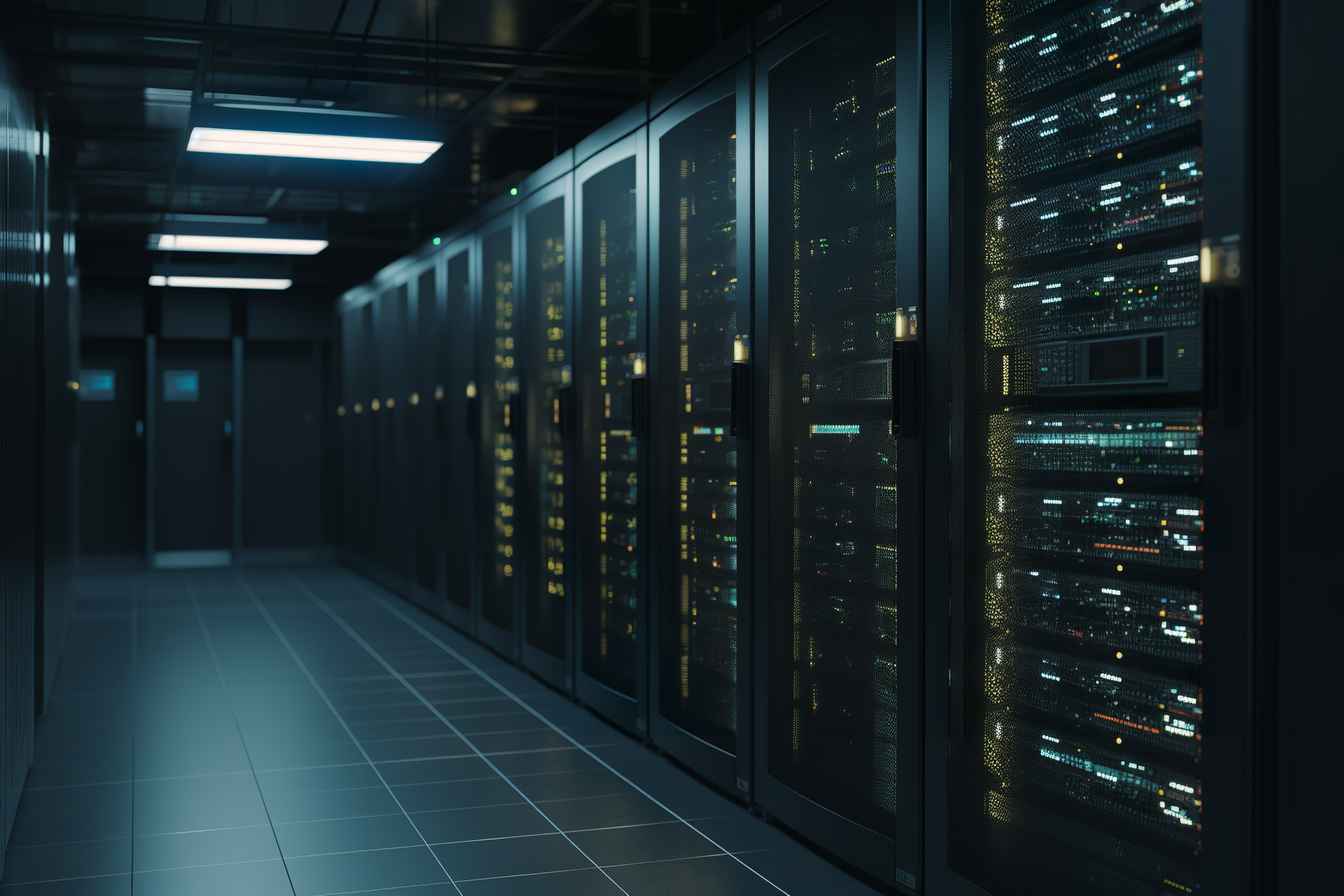 Server cabinets installed in a data center