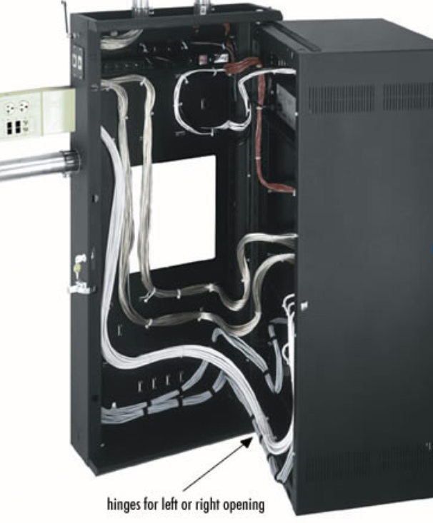 Wall mount cabinet with open door
