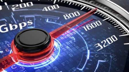 Backlit spedometer indicating high-speed data transmission