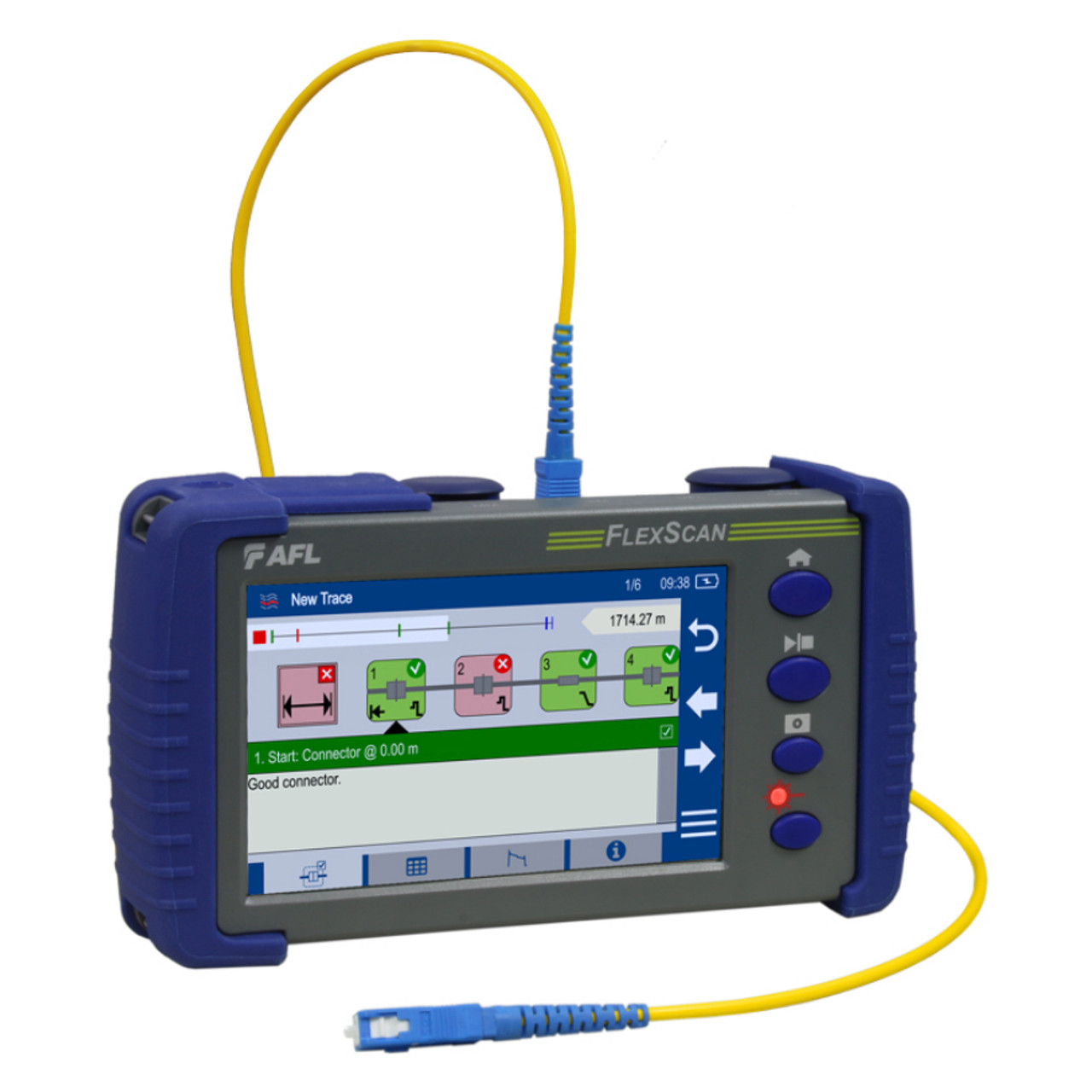 Image of an OTDR that provides a simple graphical analysis of a trace