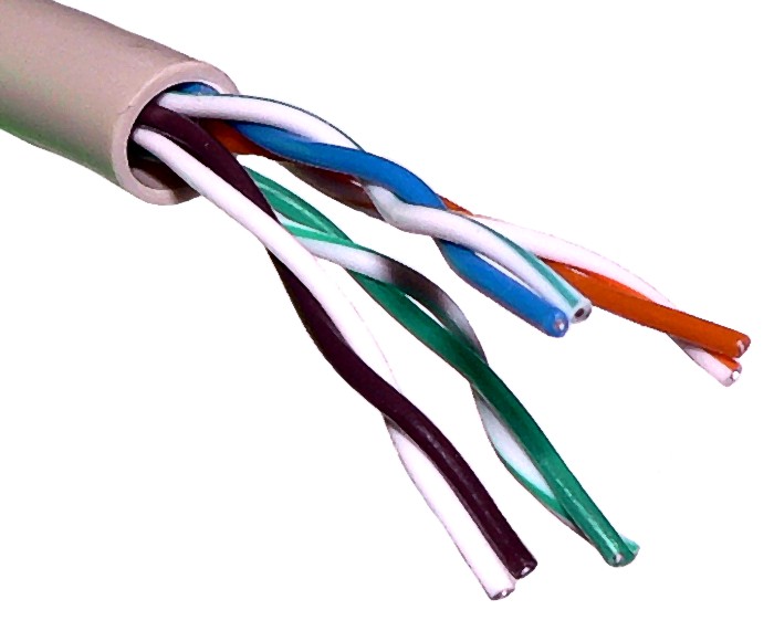 Picture of a twisted-pair copper category cable